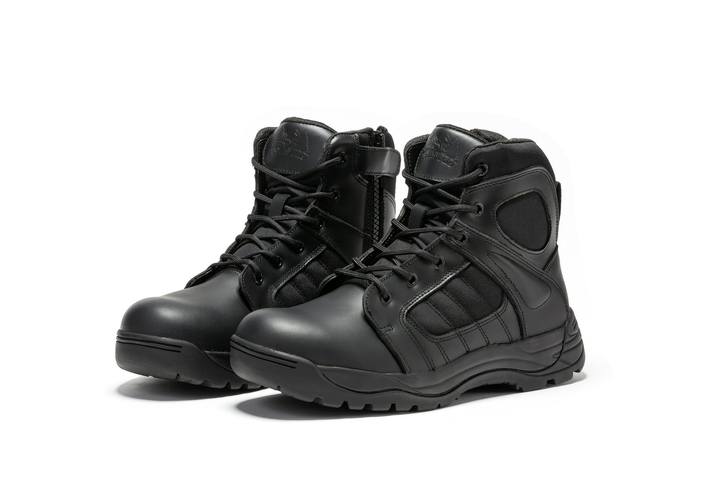 RockRooster Botas Pro Black Men's 6 inch Side Zipper Rubber Sole Tactical Boots BMP111BK