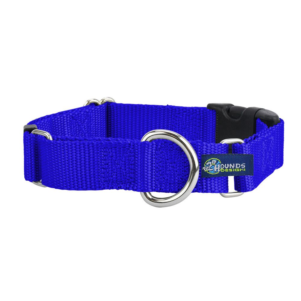 2 Hounds Design 5/8″ and 1″ Royal Blue Nylon Buckle Martingale Dog Collar