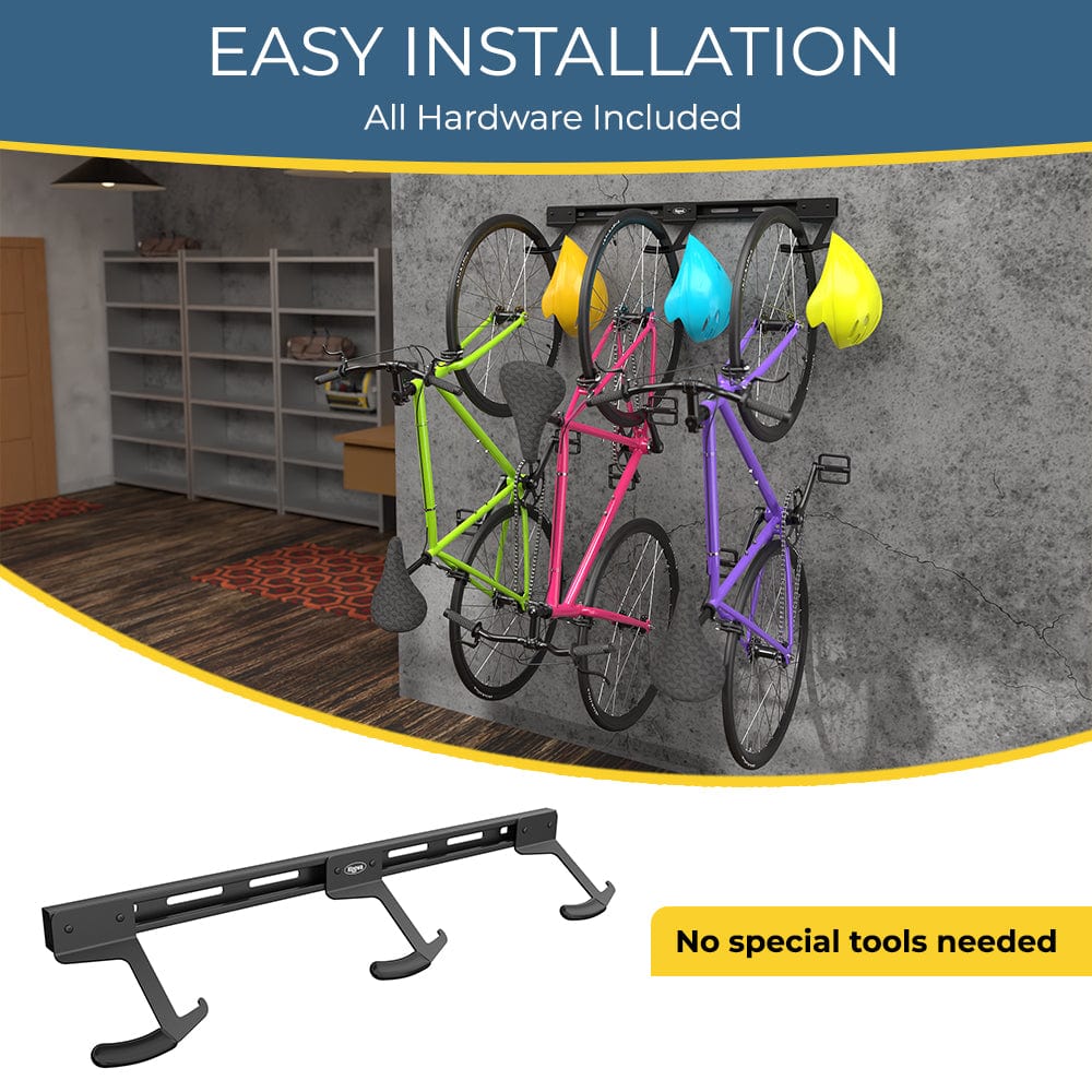 Koova - Wall Mounted Bike Rack for 3 Bikes