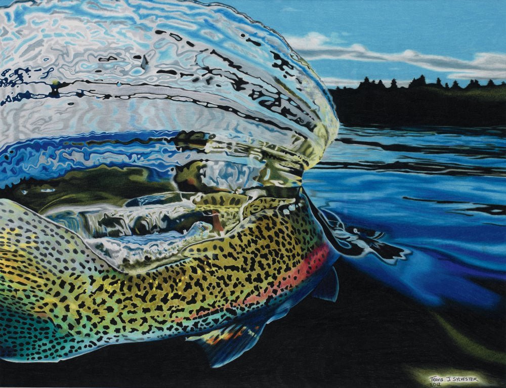 Cognito Brands Men's Sun Protective Fishing Shirt Grey/Whiplash Rainbow Trout - Angler's Pro Tackle & Outdoors