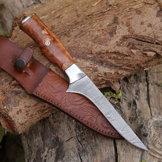 Shokunin USA Concord Damascus Fillet Knife with Exotic Olive wood Handle