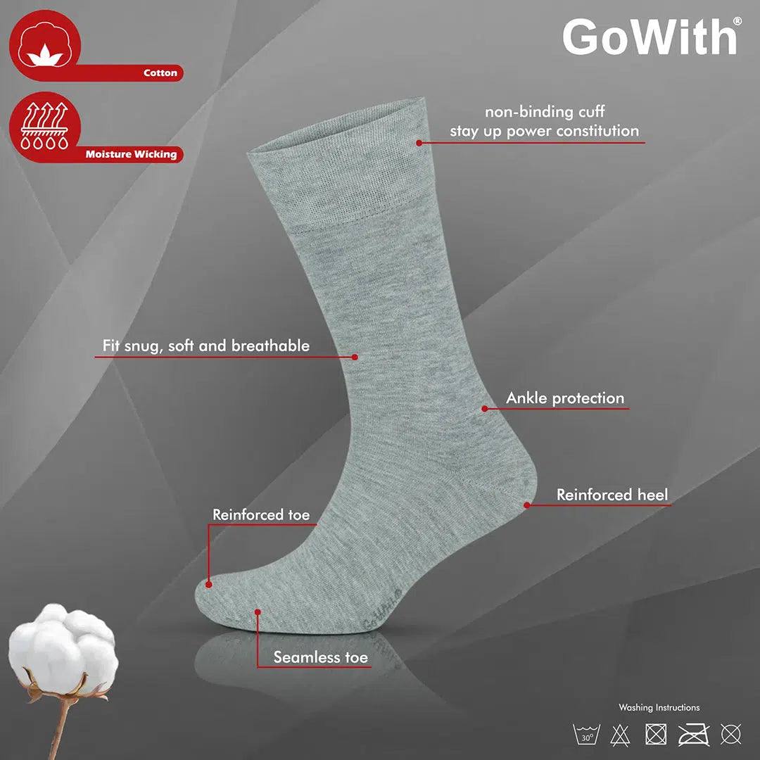 GoWith Men's Cotton Crew Seamless Dress Socks - Multicolor