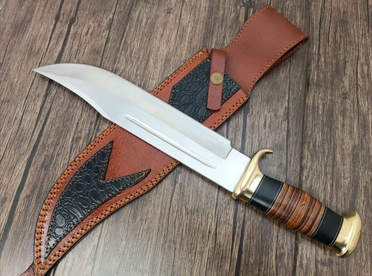 KBS Knives Crocodile Dundee Knife for Sale – 16" D2 Steel Bowie with Leather Sheath