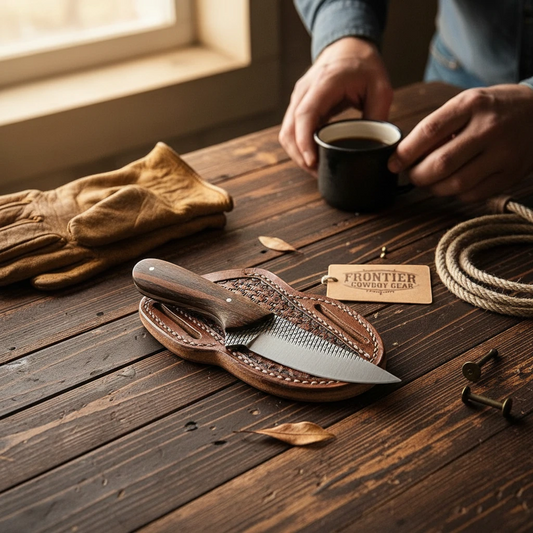 Frontier Cowboy Gear The Lone Ranger – Custom Handmade Farrier Rasp Steel Knife with Rosewood Handle & Leather Sheath