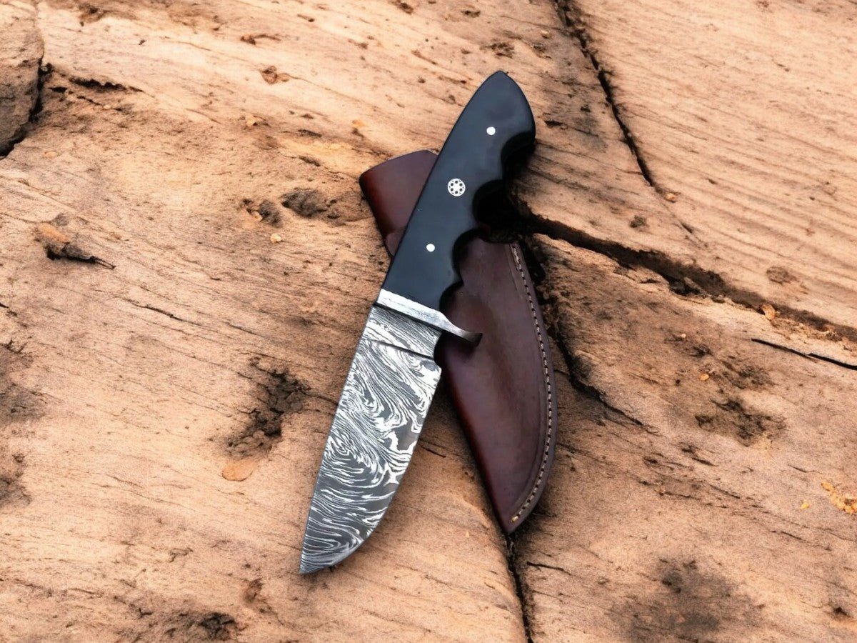 Damascus Knife Store Custom Handmade Damascus Hunting Knife – Buffalo Horn Handle - Angler's Pro Tackle & Outdoors