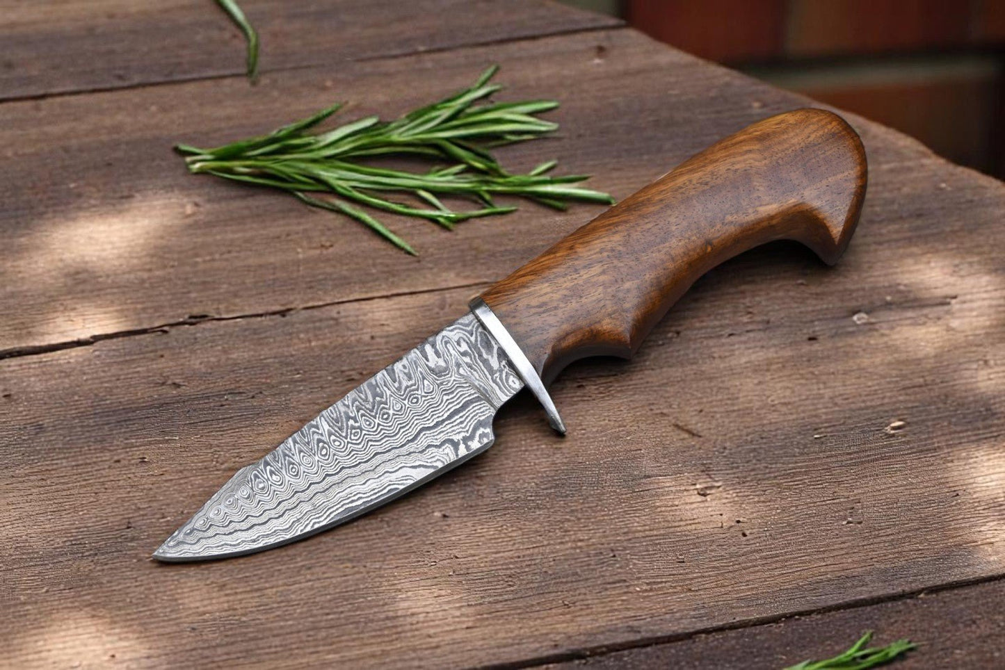 Damascus Knife Store Custom Handmade Damascus Hunting Knife | Rosewood Handle - Angler's Pro Tackle & Outdoors