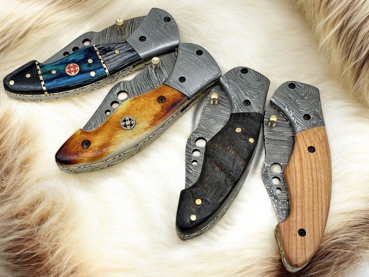 Damascus Knife Store Folding Knife | Olivewood Handle - Angler's Pro Tackle & Outdoors