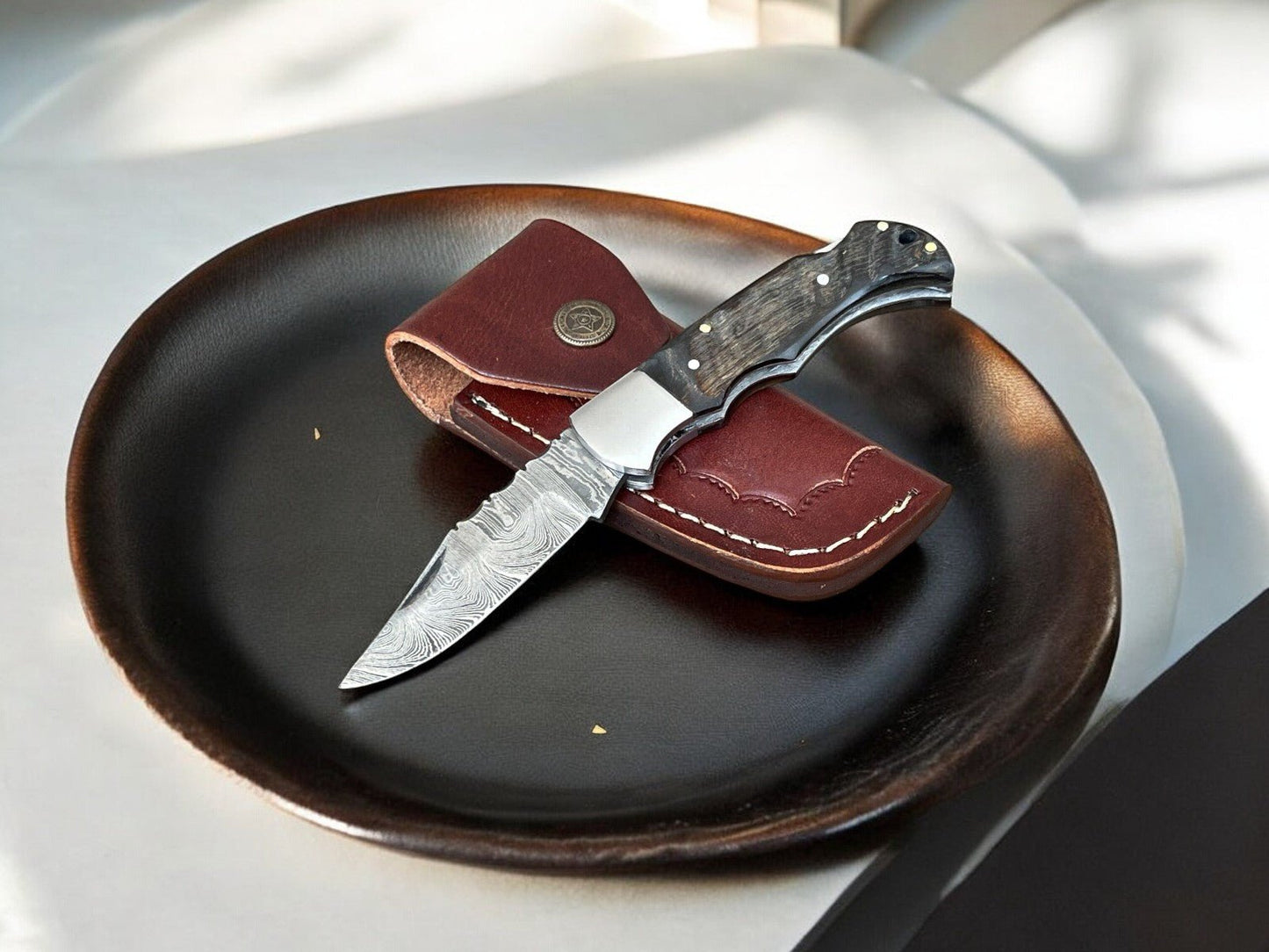 Damascus Knife Store Folding Knife – Wood Handle, 3" Blade - Angler's Pro Tackle & Outdoors