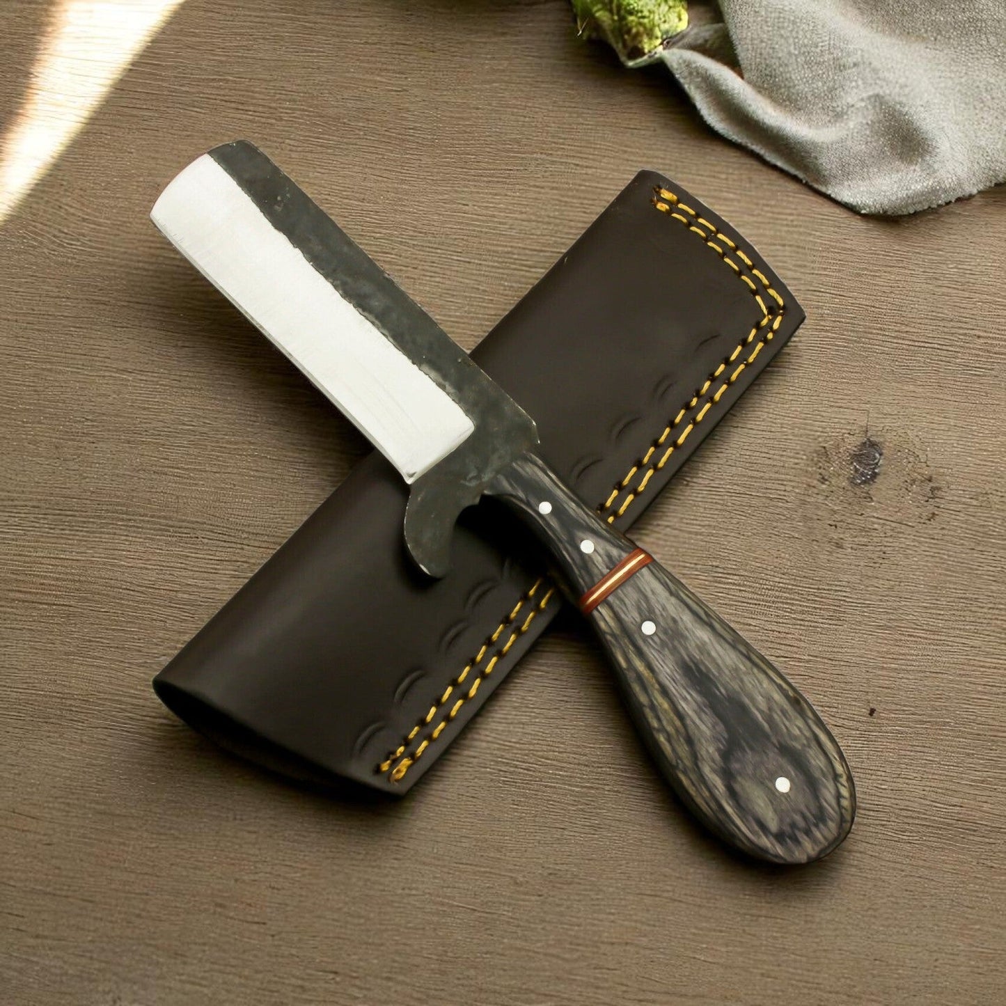 Damascus Knife Store Handmade Bull Cutter Knife – File Steel Blade, Black Wood - Angler's Pro Tackle & Outdoors