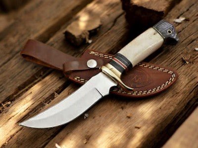 Damascus Knife Store Handmade Carbon Steel Hunting Knife – Bone & Wood Handle - Angler's Pro Tackle & Outdoors