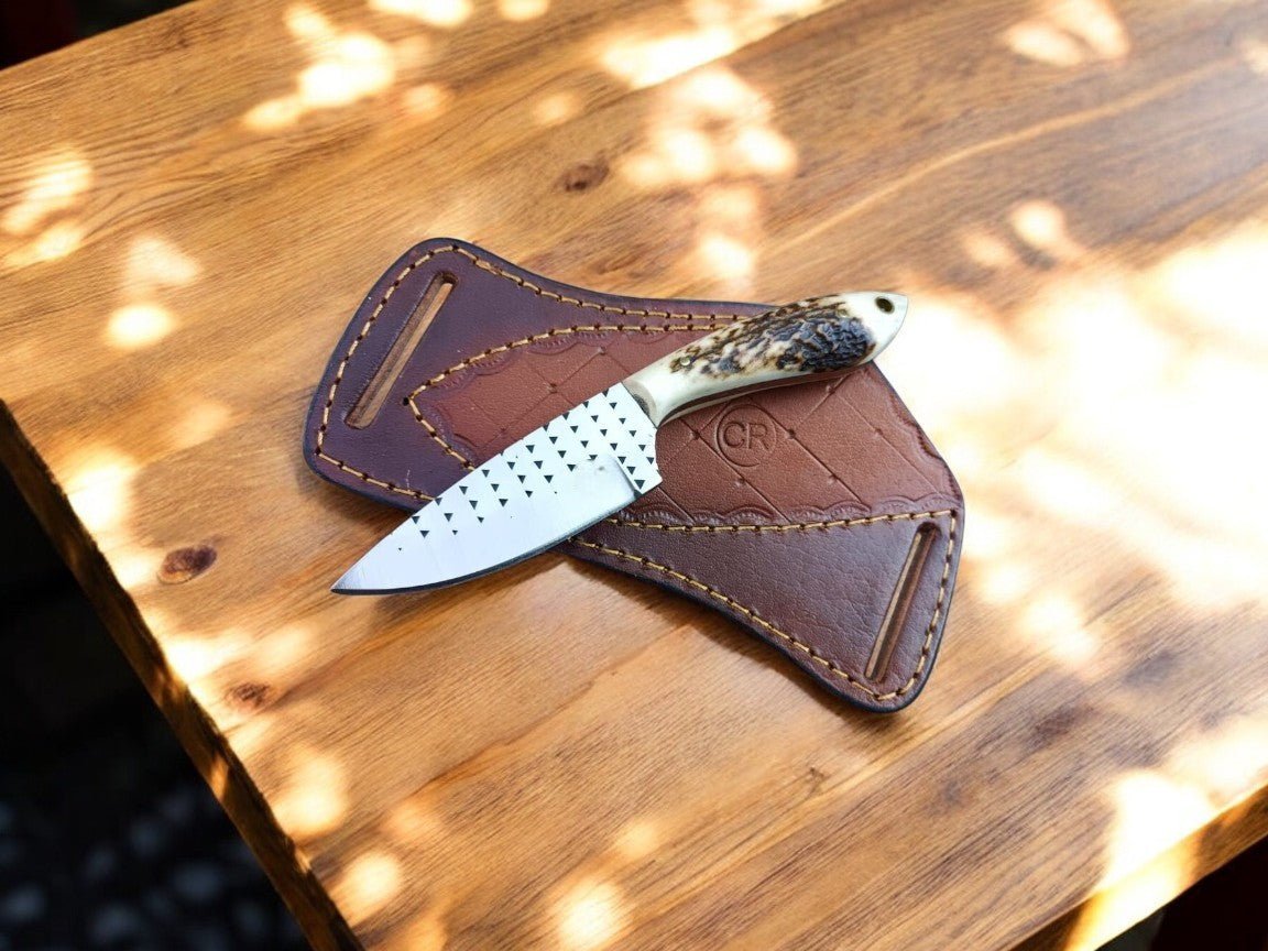 Damascus Knife Store Handmade Cowboy Knife – Rasp Tool Steel & Antler Handle - Angler's Pro Tackle & Outdoors