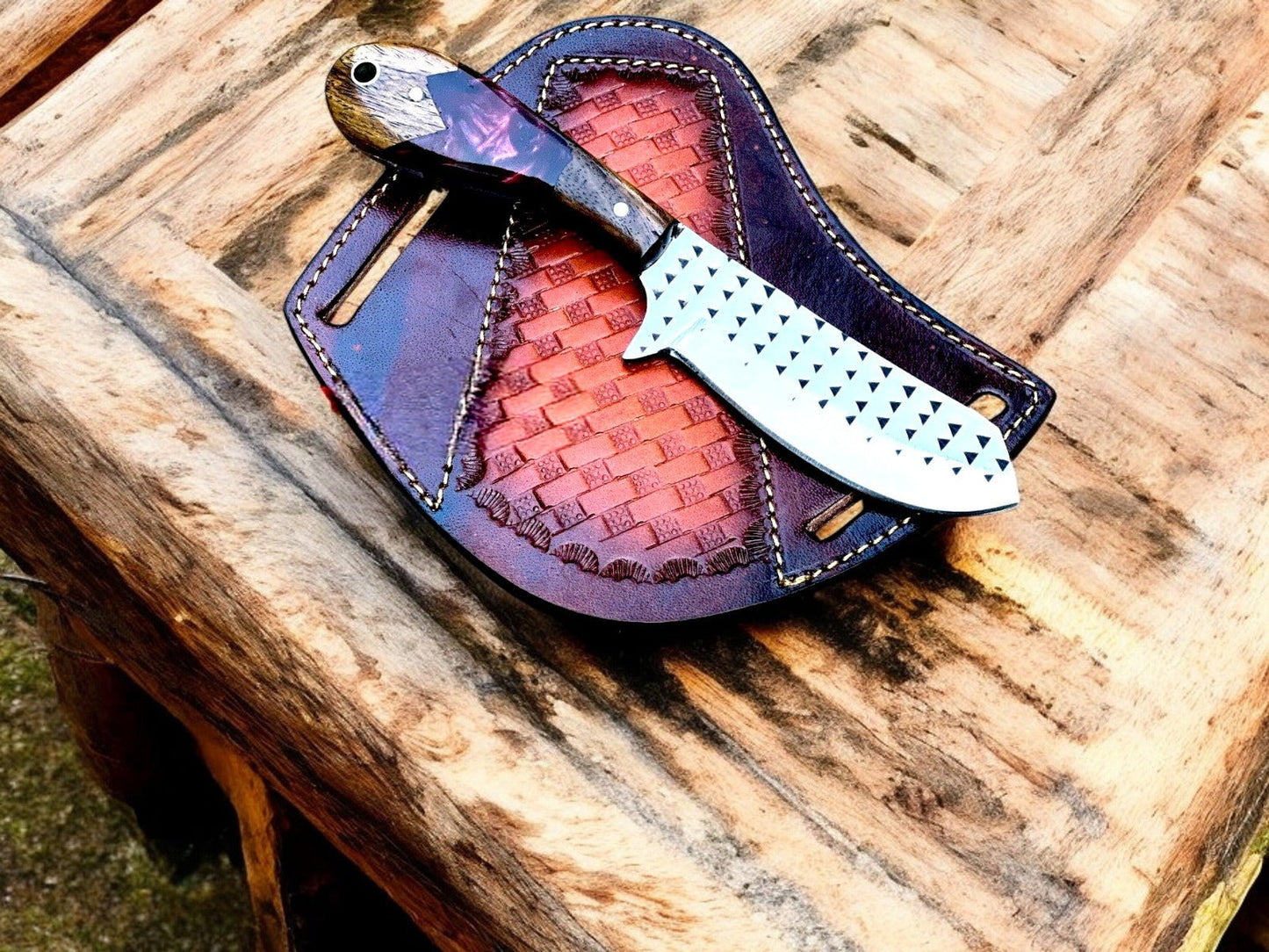 Damascus Knife Store Handmade Cowboy Knife – Rosewood & Epoxy Handle, 8" - Angler's Pro Tackle & Outdoors