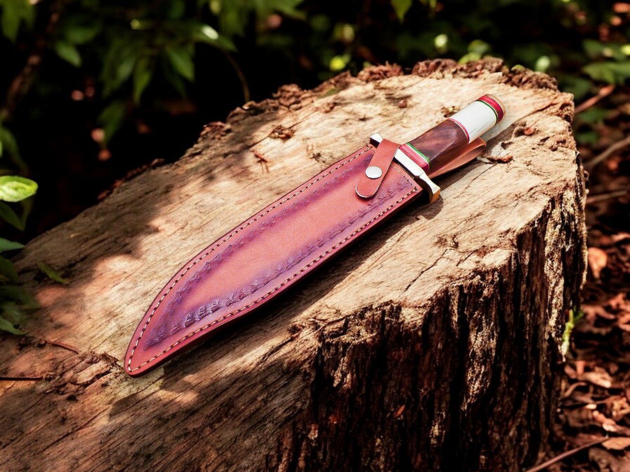 Damascus Knife Store Handmade Damascus Bowie Knife – Bone & Rosewood Handle - Angler's Pro Tackle & Outdoors