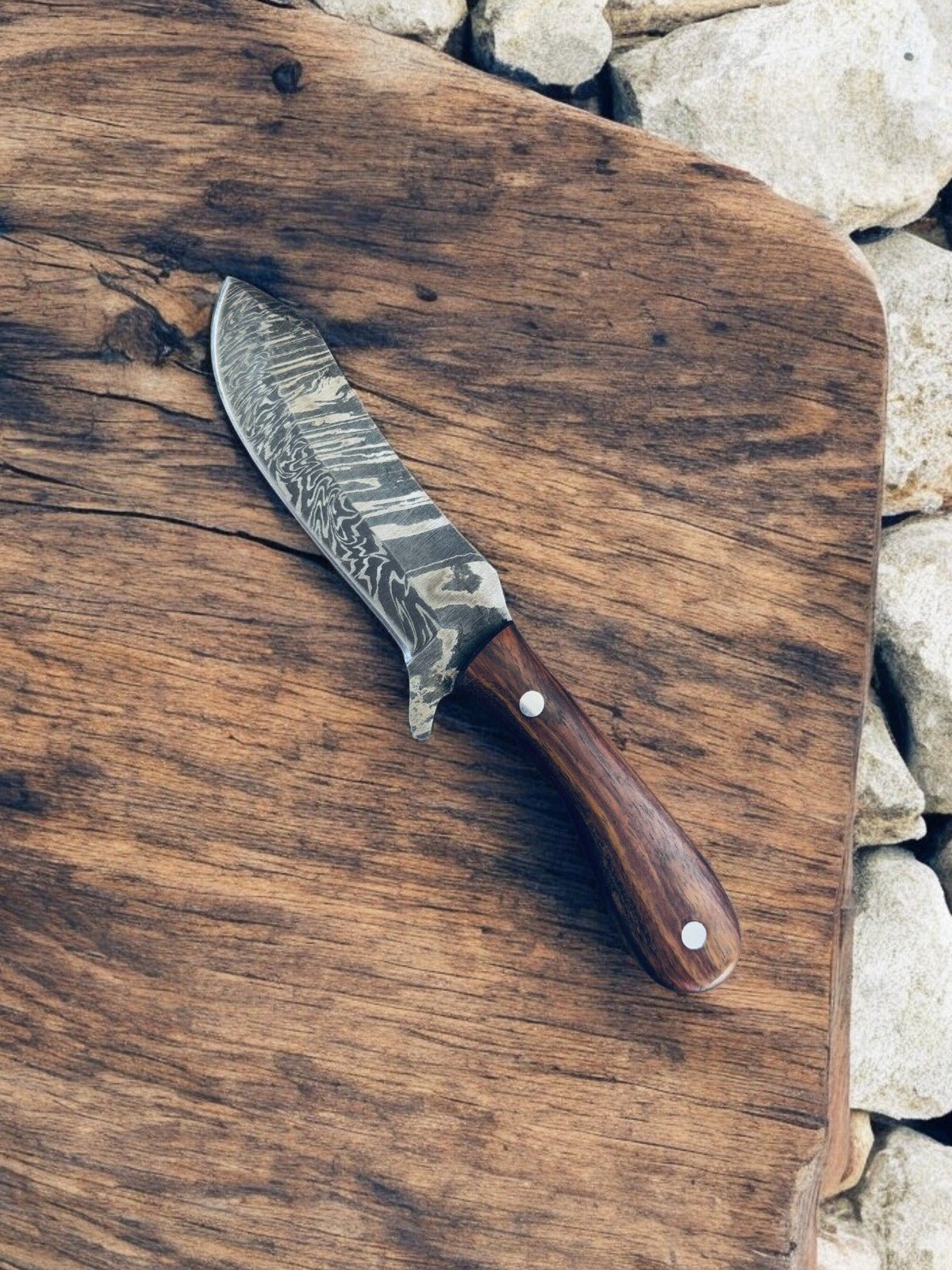Damascus Knife Store Handmade Damascus Cowboy Knife with Exotic Wood Handle - Angler's Pro Tackle & Outdoors