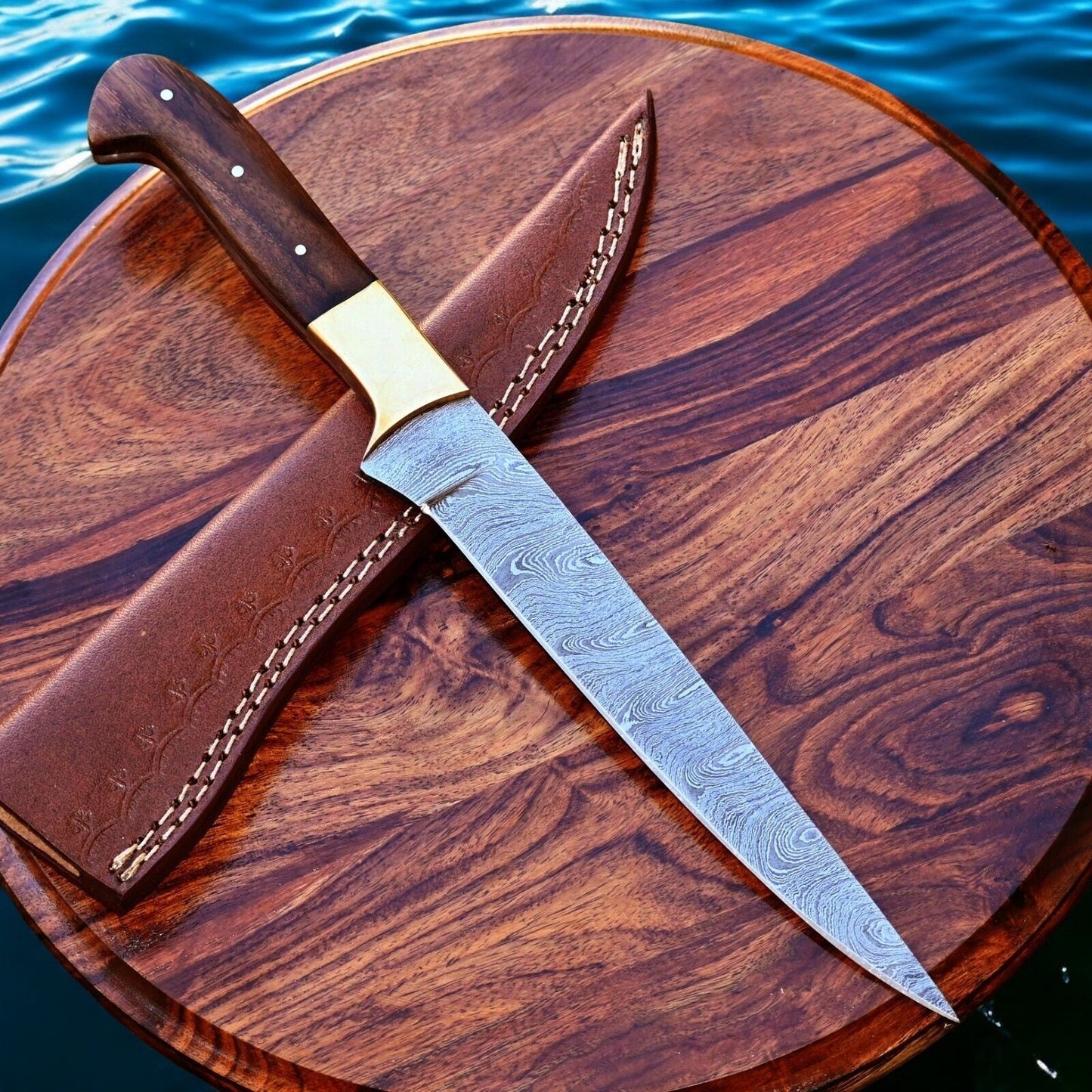 Damascus Knife Store Handmade Damascus Fillet Knife – 12.5" Rosewood Handle - Angler's Pro Tackle & Outdoors