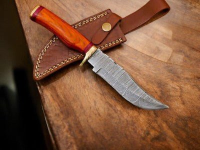 Damascus Knife Store Handmade Damascus Hunting Knife – 11" with Wood Handle - Angler's Pro Tackle & Outdoors
