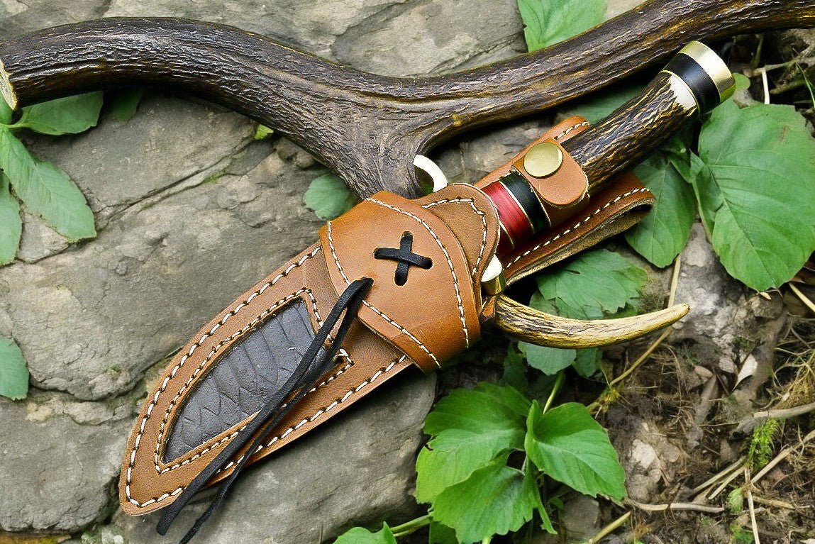 Damascus Knife Store Handmade Damascus Hunting Knife – Antler & Wood Handle - Angler's Pro Tackle & Outdoors