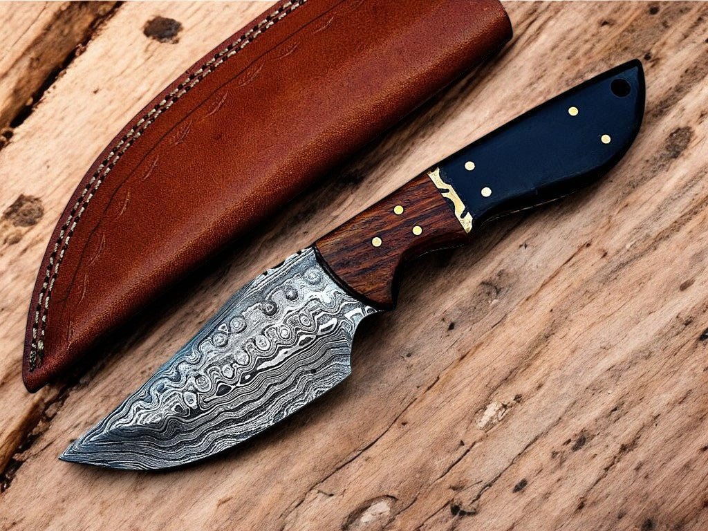 Damascus Knife Store Handmade Damascus Hunting Knife – Rosewood & Epoxy Resin - Angler's Pro Tackle & Outdoors