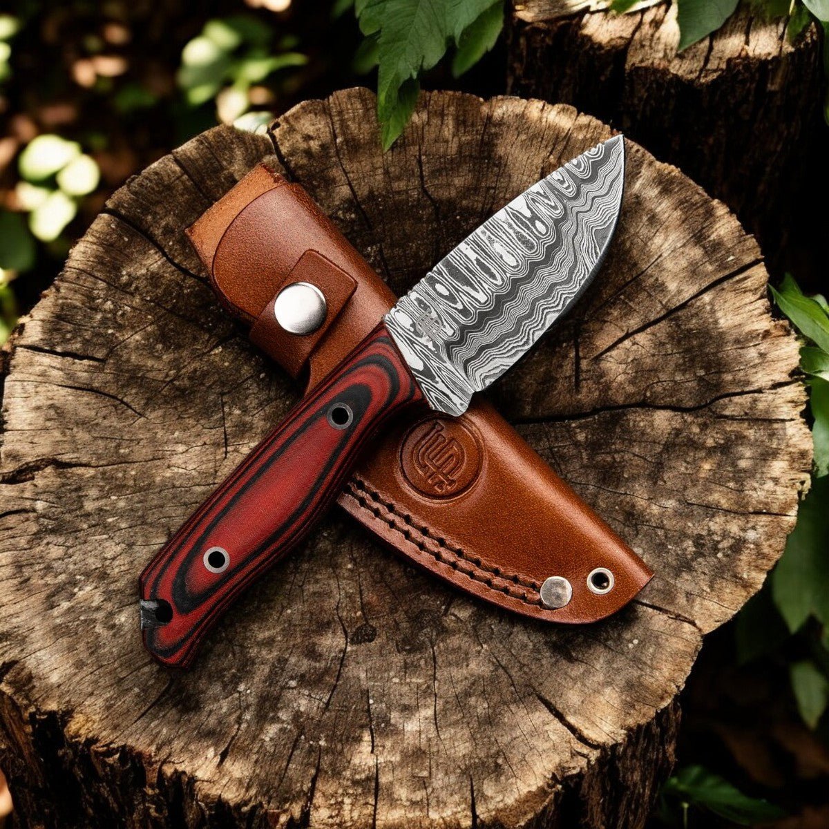 Handmade Damascus Hunting Knife with Exotic Wood Handle main image 1