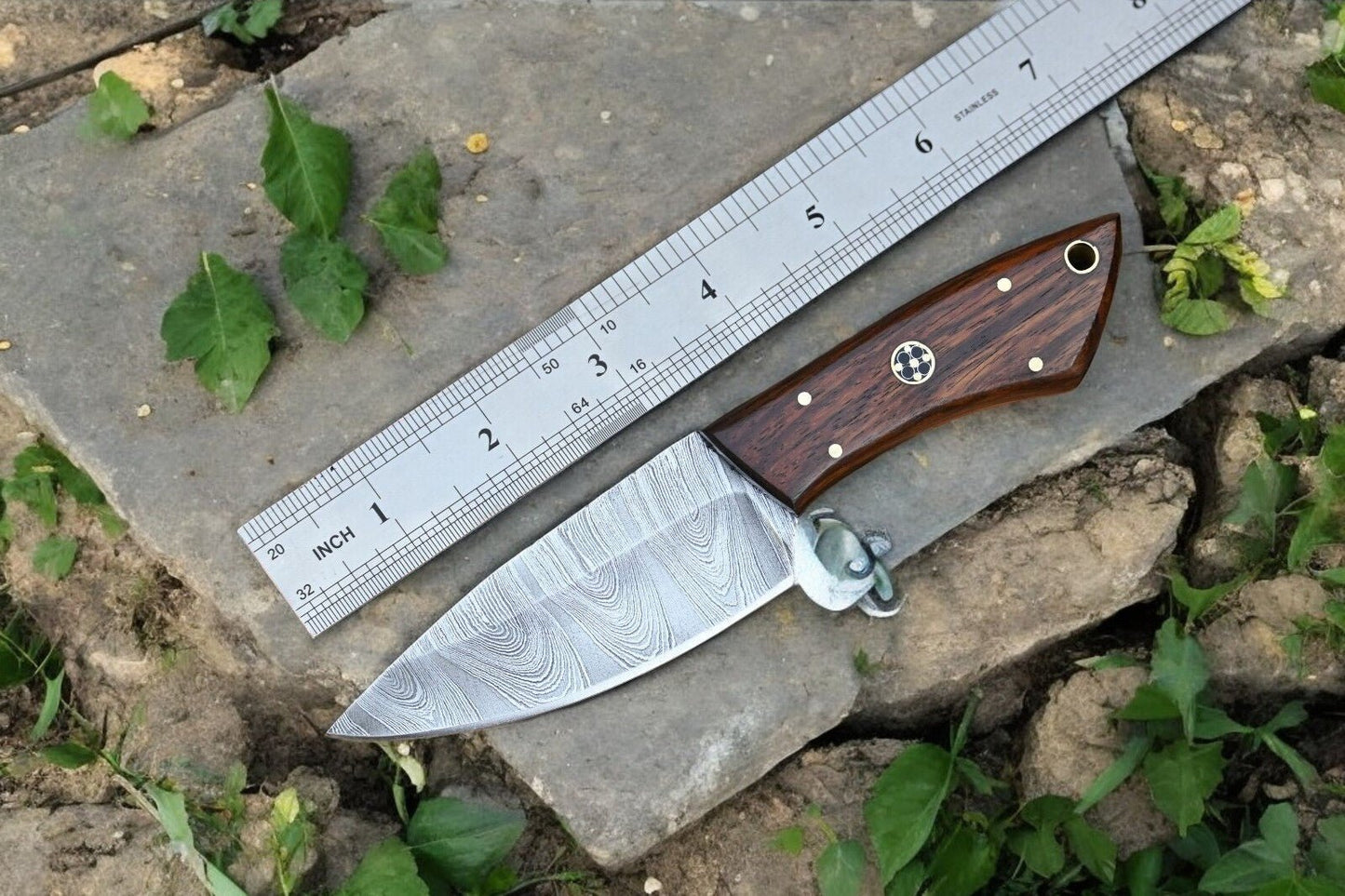 Damascus Knife Store Handmade Damascus Hunting Knife with Rosewood Handle - Angler's Pro Tackle & Outdoors