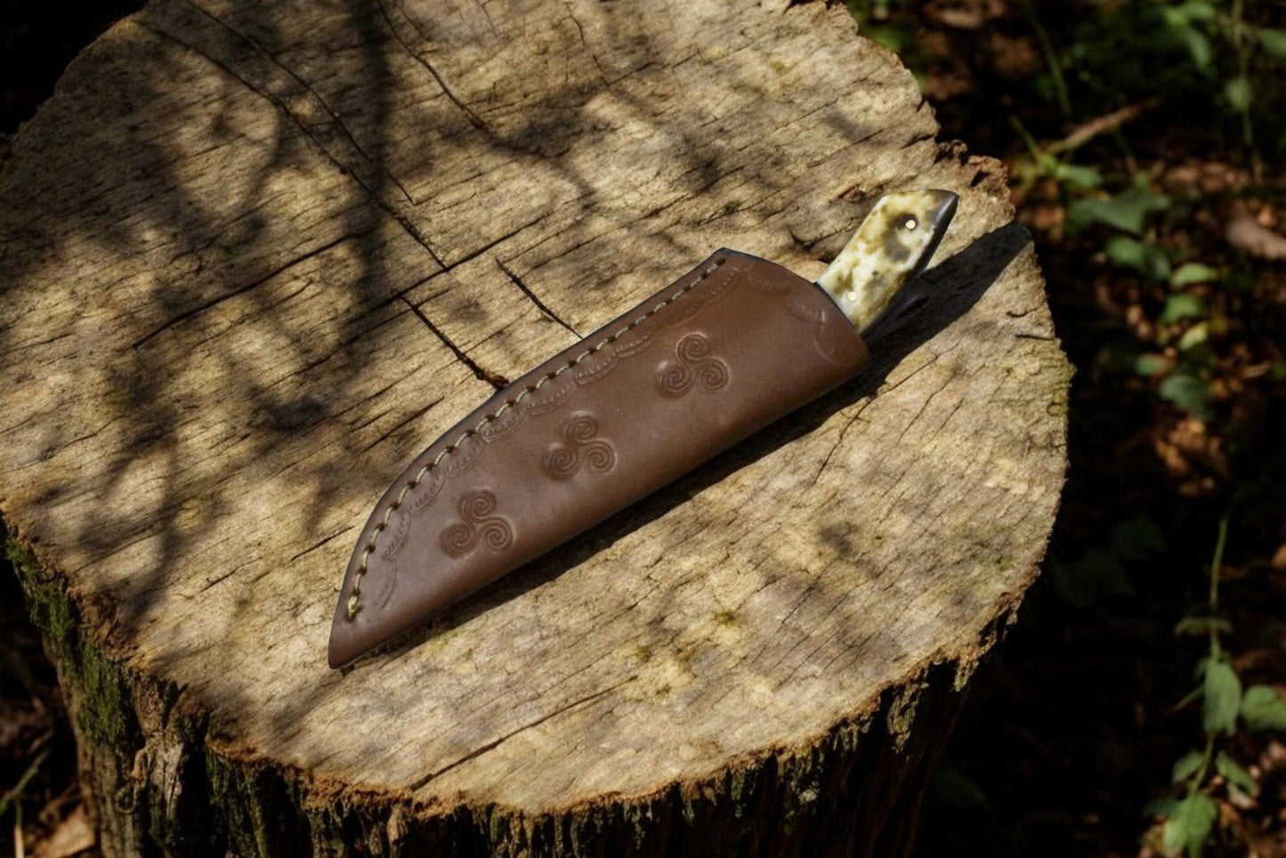 Damascus Knife Store Handmade Damascus Skinning Knife with Bone & Rosewood Handle - Angler's Pro Tackle & Outdoors