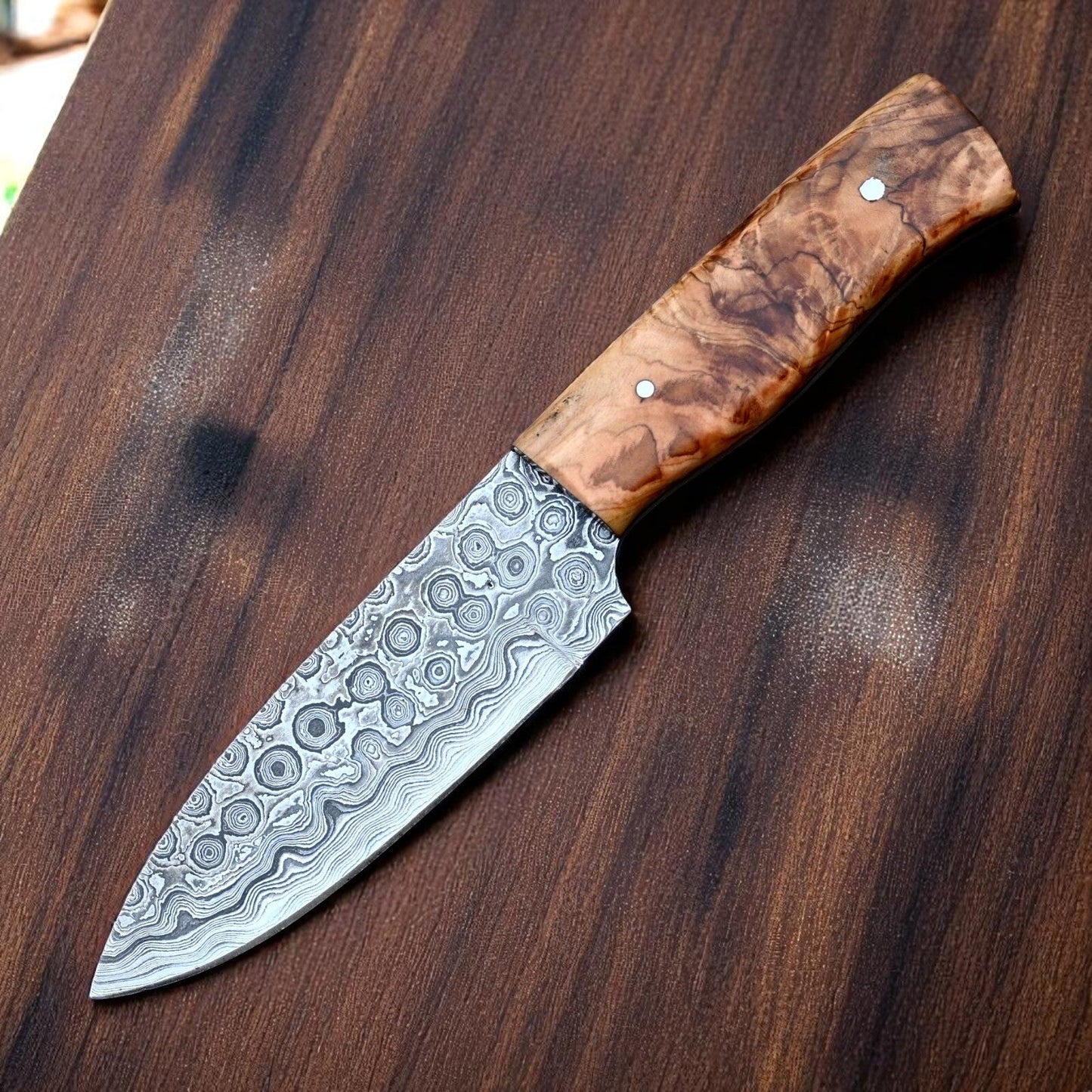 Damascus Knife Store Handmade Damascus Steel Skinning Knife with Sheath - Angler's Pro Tackle & Outdoors