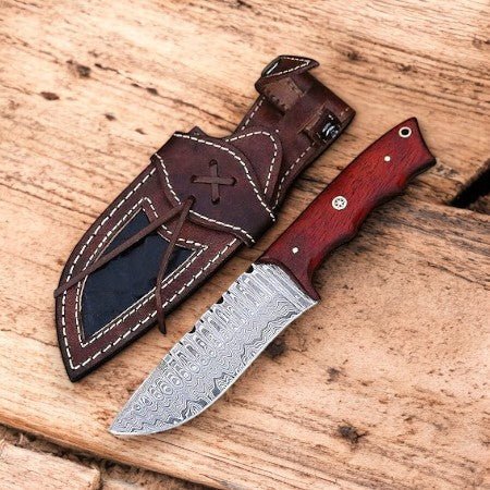 Damascus Knife Store Handmade Hunting Knife with Exotic Wood Handle - Angler's Pro Tackle & Outdoors