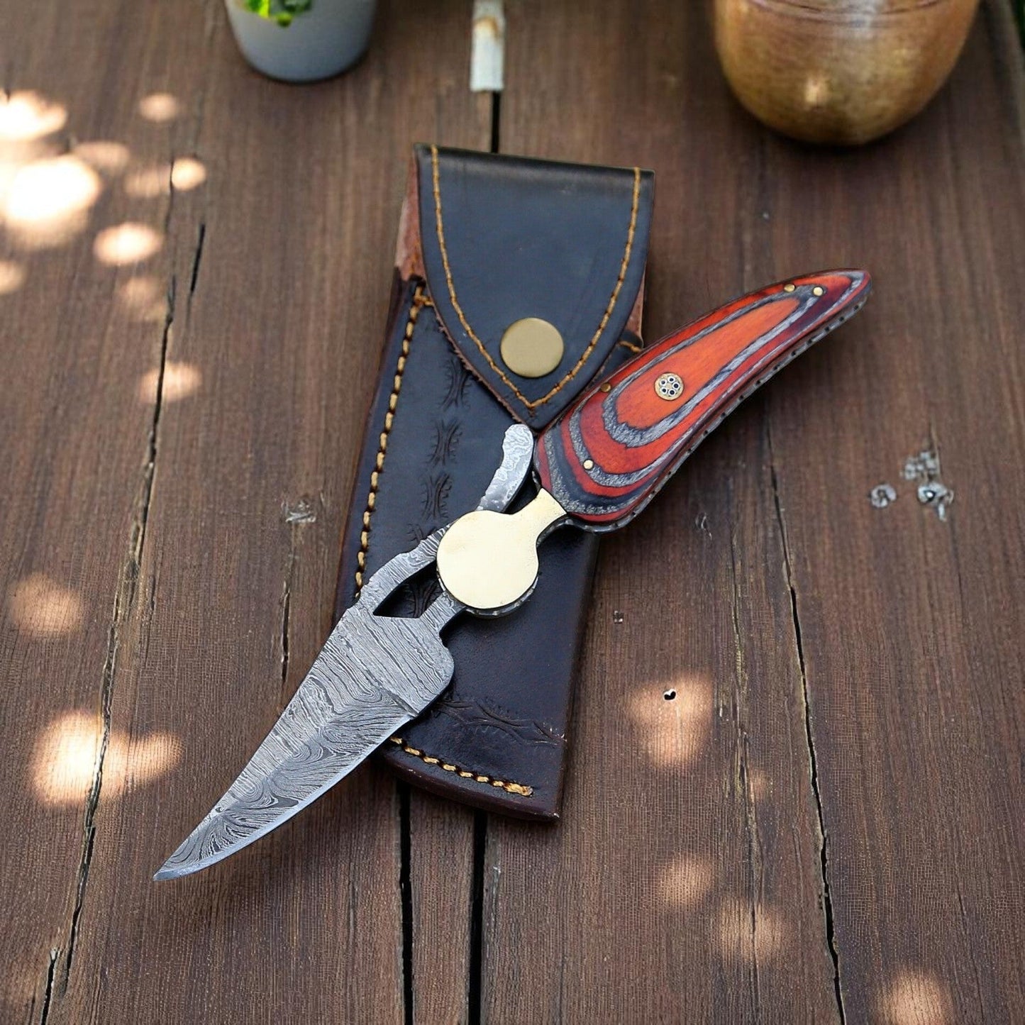 Damascus Knife Store Handmade Pocket Knife with Exotic Wood Handle - Angler's Pro Tackle & Outdoors