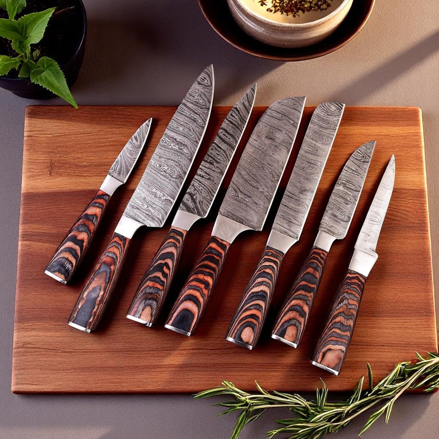 Damascus Knife Store Handmade Steel Kitchen Knives Set - Pakka Wood - Angler's Pro Tackle & Outdoors