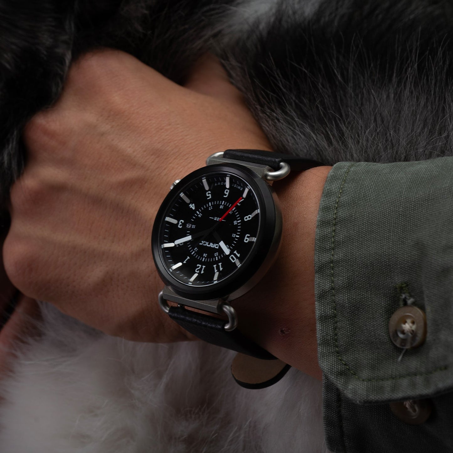 DANGO TK - 01 - TREK WATCH WITH ITALIAN LEATHER STRAP - JET BLACK - Angler's Pro Tackle & Outdoors