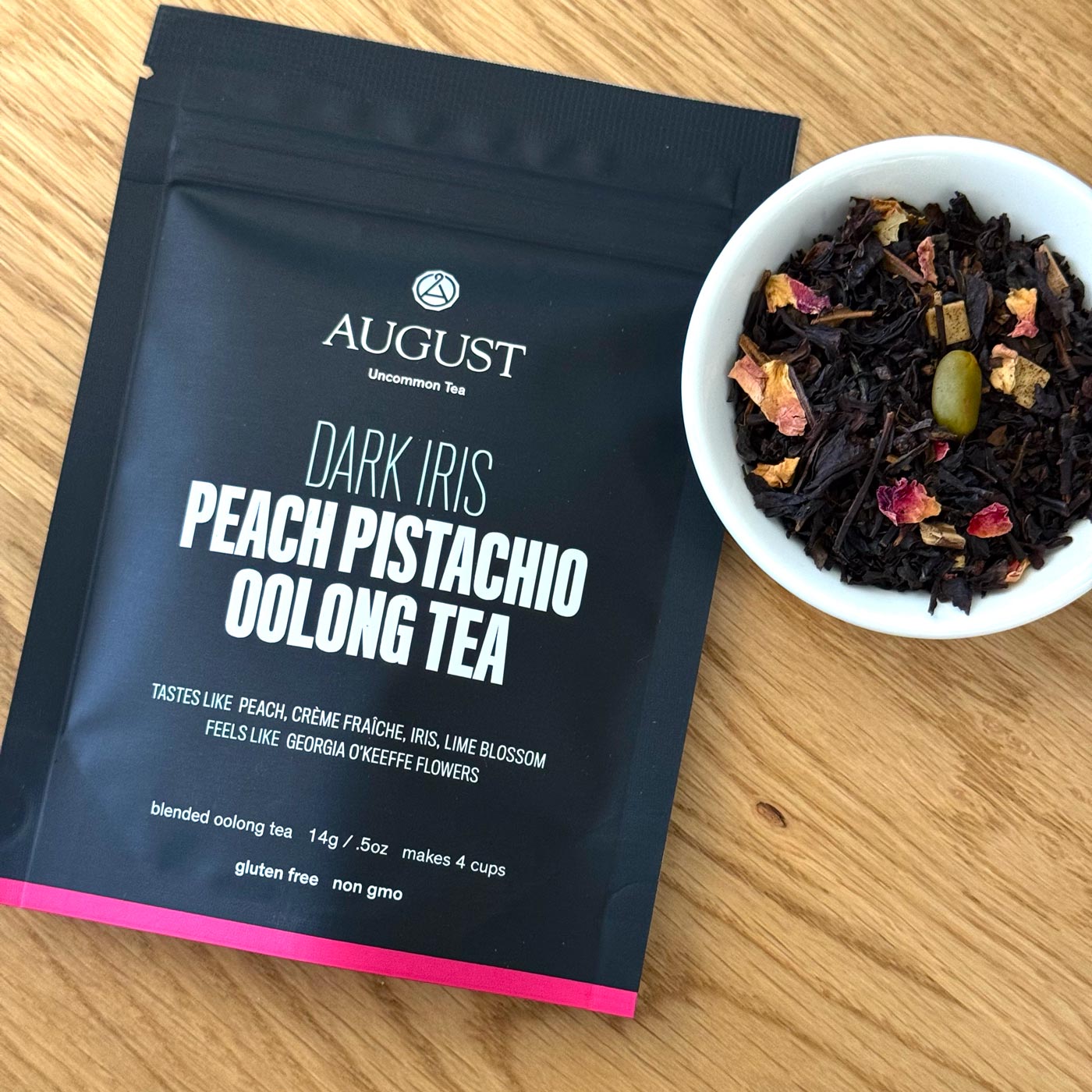 August Uncommon Tea Dark Iris - Peach Pistachio Oolong Tea