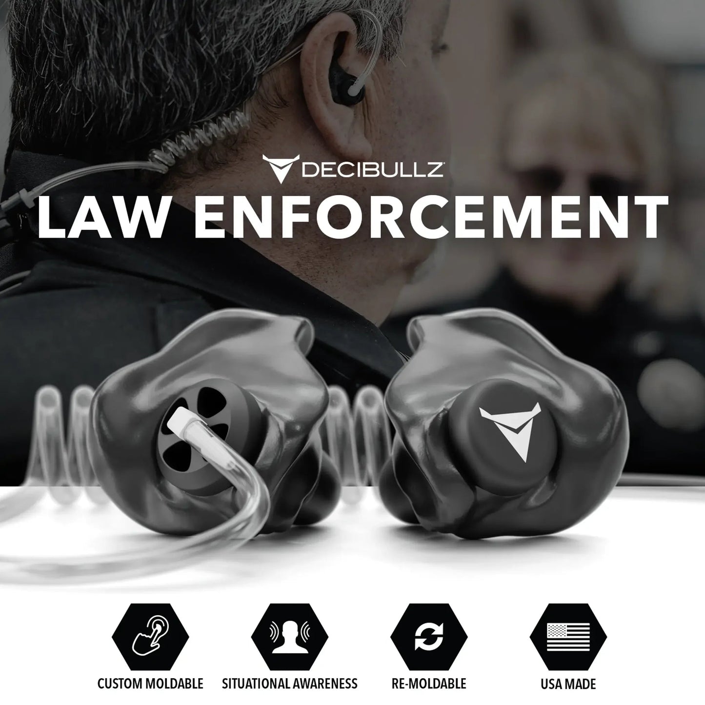 Decibullz Custom Moldable Surveillance Radio Headset Earpieces with Awareness - Angler's Pro Tackle & Outdoors