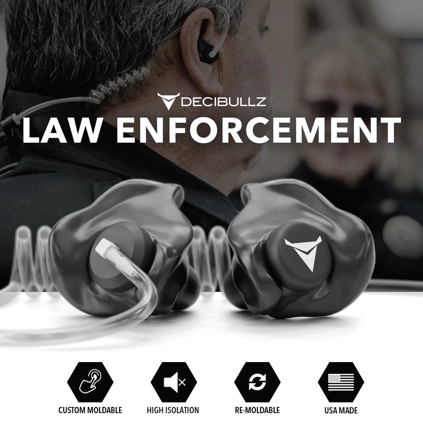 Decibullz Custom Moldable Surveillance Radio Headset Earpieces with Isolation - Angler's Pro Tackle & Outdoors