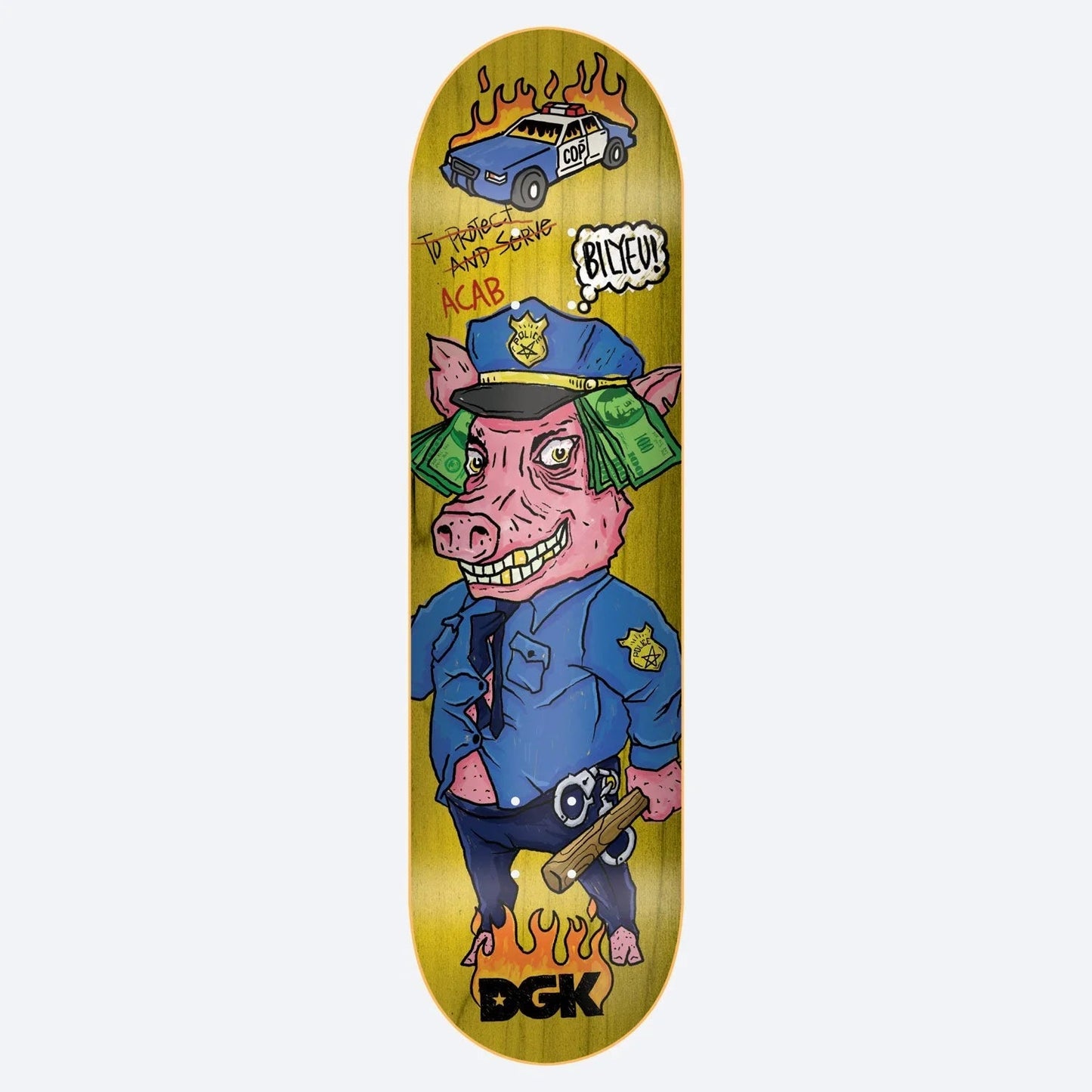 DGK Protect and Serve Bilyeu Skateboard Deck - 8.06″ Yellow - Angler's Pro Tackle & Outdoors