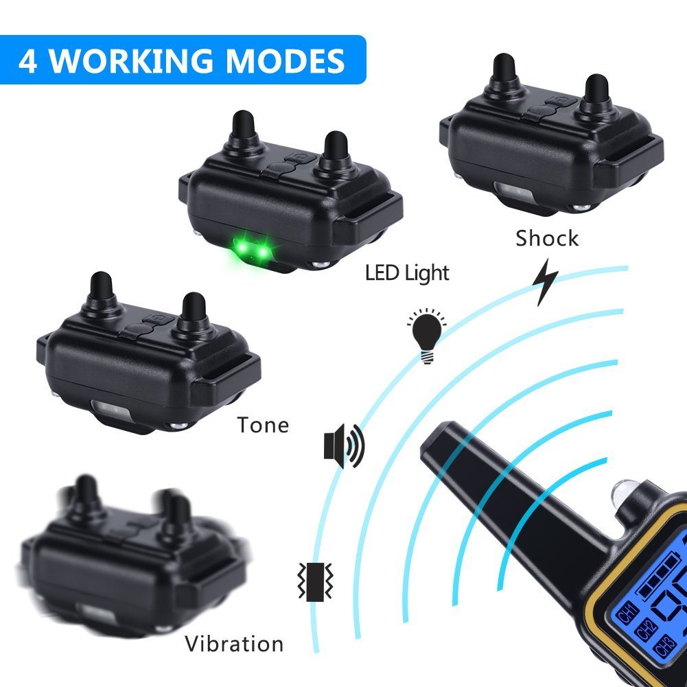 Pawious - Dog Training E-Collar T776 - Rechargeable, Long Range 2700ft, LED Light Mode, 2 Dog Set
