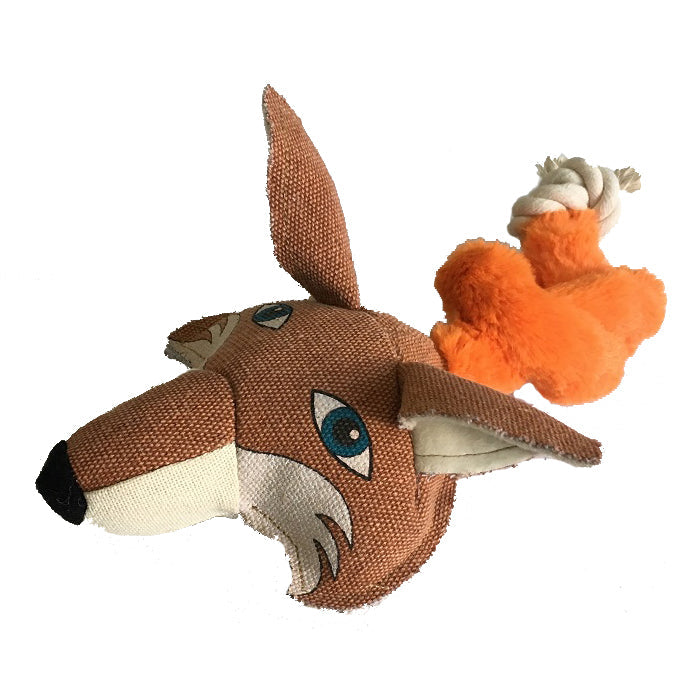 Dogline 22" Safari Fox Animal Toy with Embedded Ball & Rope - Angler's Pro Tackle & Outdoors