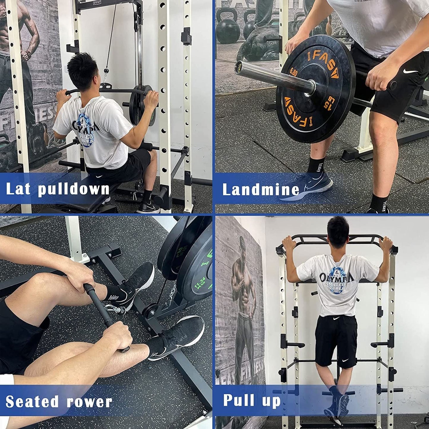 Core Sports & Fitness 1000 lbs. capacity Blue Multi-functional Power Cage