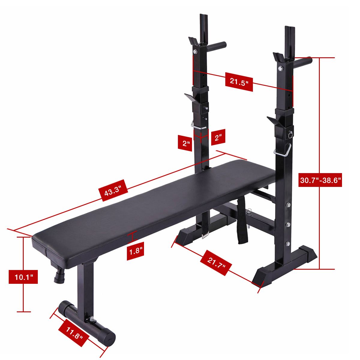 Core Sports & Fitness Workout Bench with Squat Rack