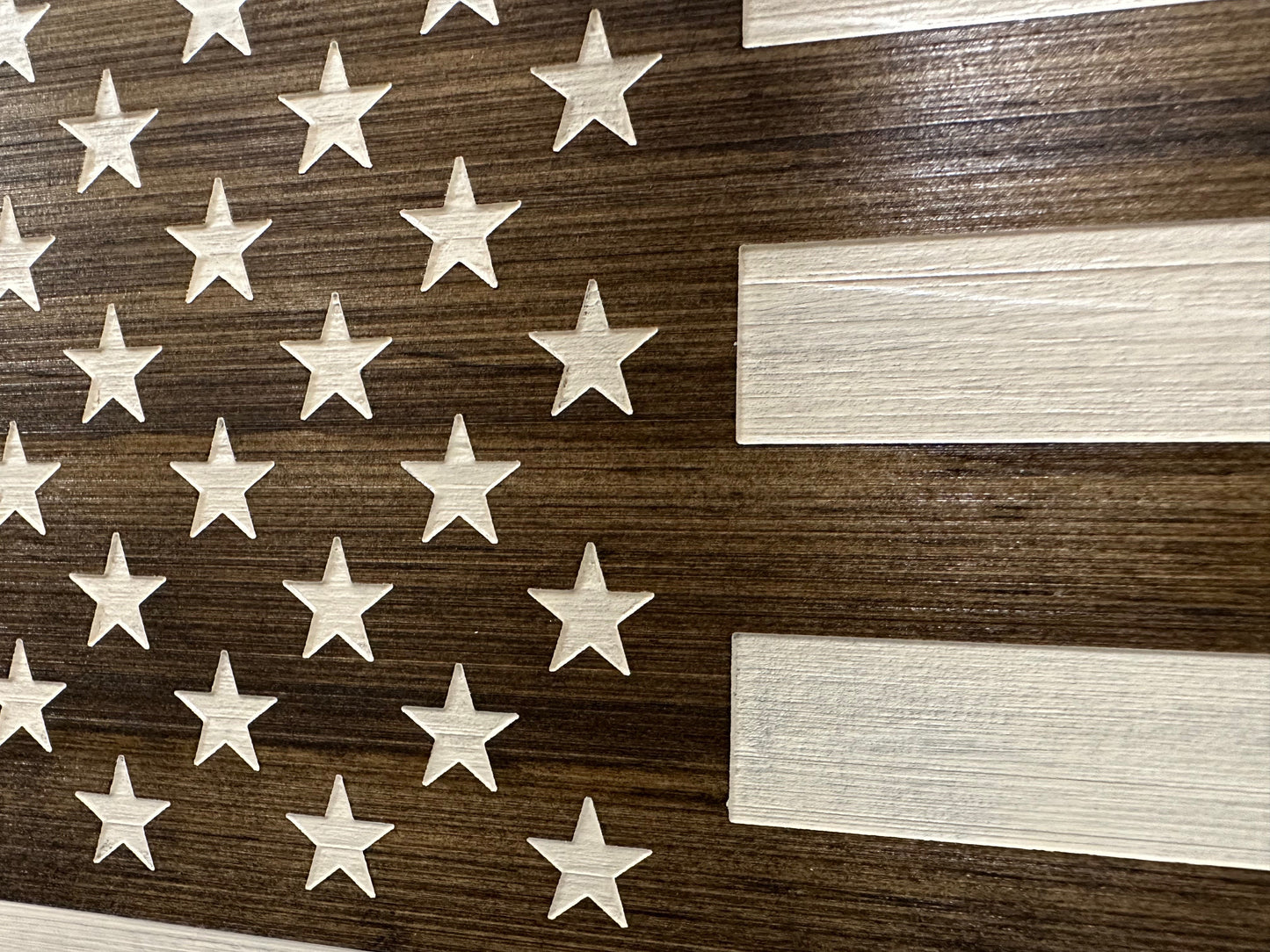 Bellewood Designs - American Flag Decorative & Secure Wall-Mounted Gun Cabinet (Dark Walnut)
