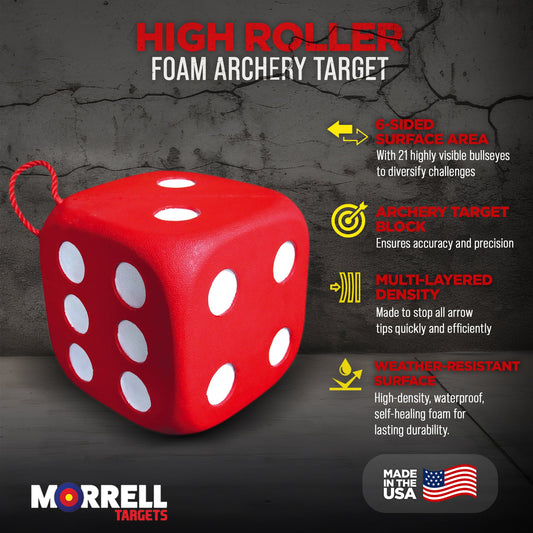 Morrell Targets High Roller Foam 6 Sided 21 Combo Archery Target, 13x13x13", Red