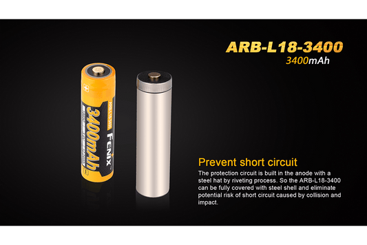 Fenix ARB - L18 - 3400mAh Rechargeable 18650 Battery - Angler's Pro Tackle & Outdoors
