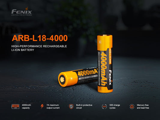 Fenix ARB - L18 - 4000 High - Capacity 18650 Battery - 4000mAh - Angler's Pro Tackle & Outdoors
