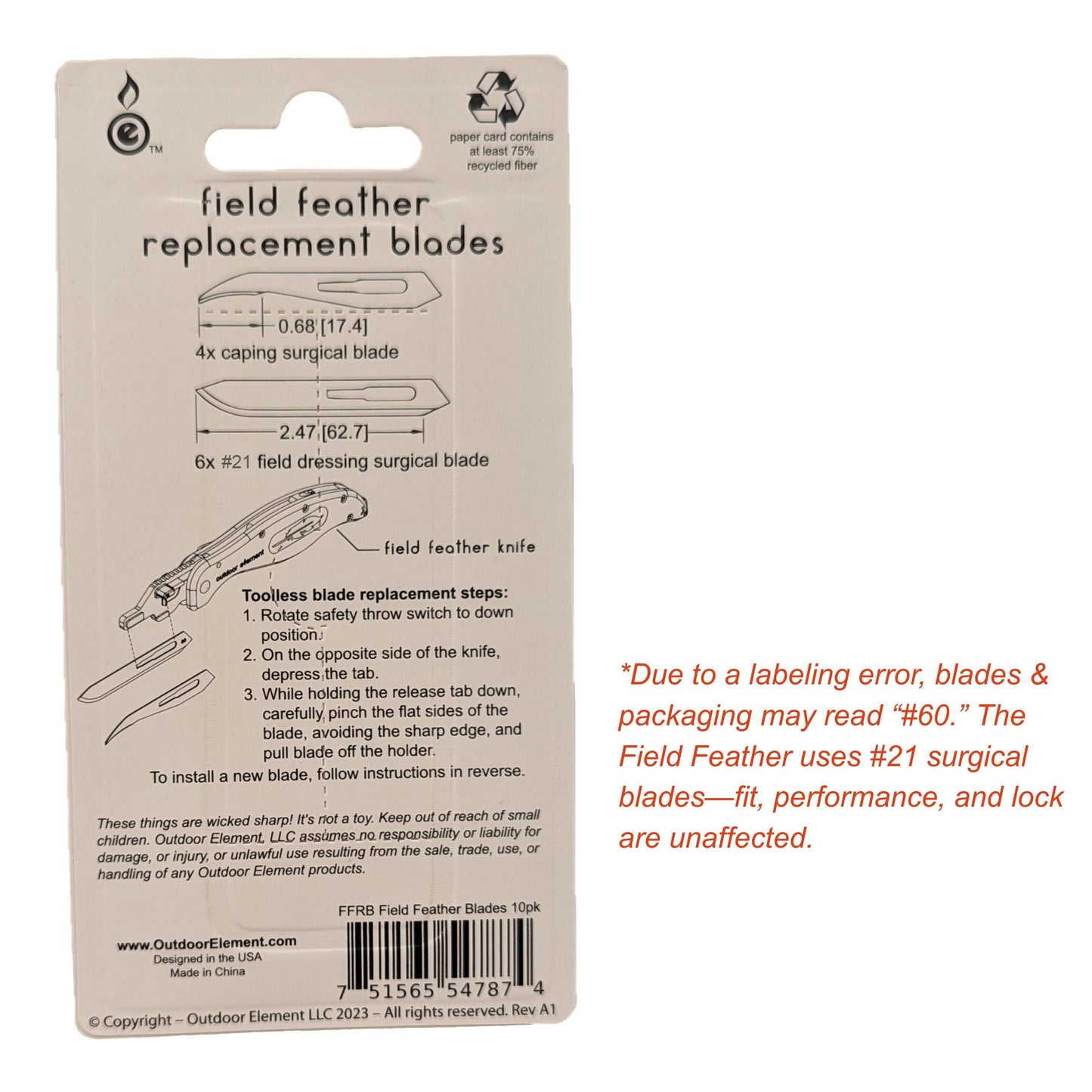 Hunting Surgical Blade Replacements 10pkOutdoor Element