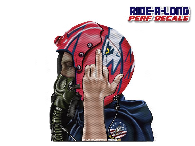 Fighter Pilot Giving the Bird *RIDE A LONG* Perforated Decal - Angler's Pro Tackle & Outdoors