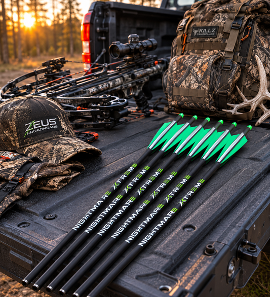 KILLZ NIGHTMARE XTREME Crossbow Bolts Carbon Half Moon Nocks 6Pcs 20"or 22''