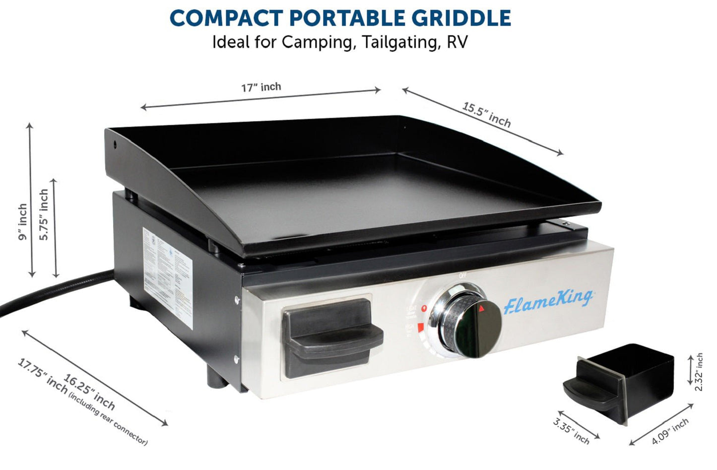 Flame King 17 inch LP Griddle with Small Regulator for RV pullout - Angler's Pro Tackle & Outdoors