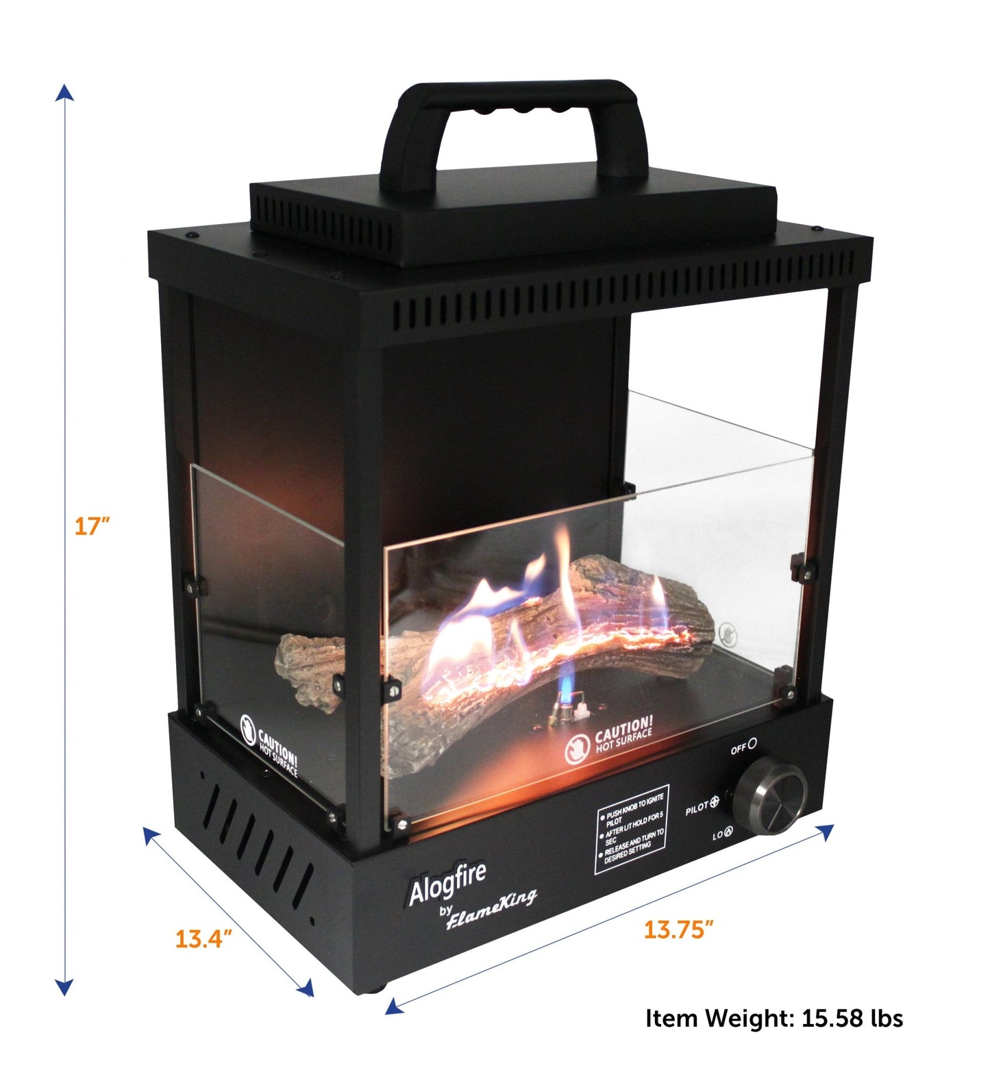 Flame King Portable Propane Alogfire Fireplace Heater Indoor and Outdoor - Angler's Pro Tackle & Outdoors