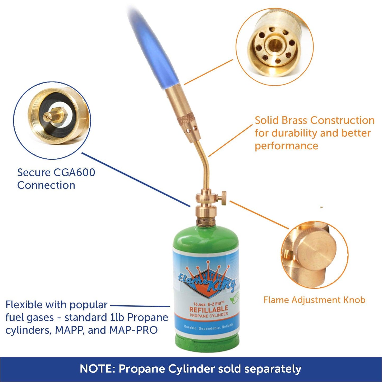 Flame King Propane Gas Pencil Torch Large Flame - Angler's Pro Tackle & Outdoors