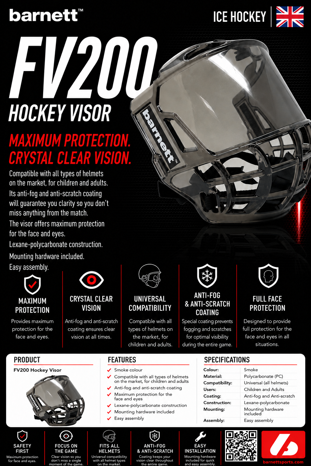 Barnett FV200 Hockey visor