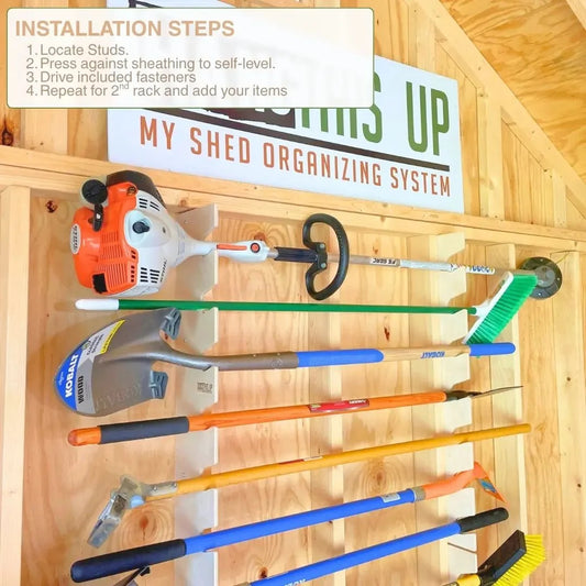 HangThis Up - Best Yard Tool Rack, Garden Tool Organizer, Shed Organization, Universal Garden Tool Storage Rack, Yard Tool Storage Rack